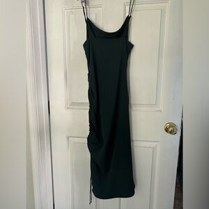 Cowl neck ruched side slip dress